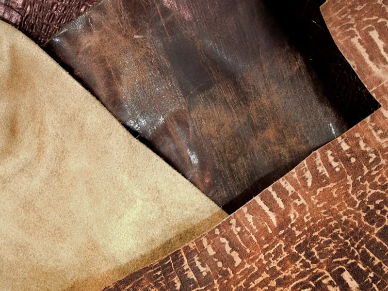 Brown genuine leather samples for varsity jacket leather sleeves